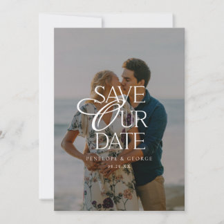 Elegant Minimalistic Script Photo Wedding Save The Date