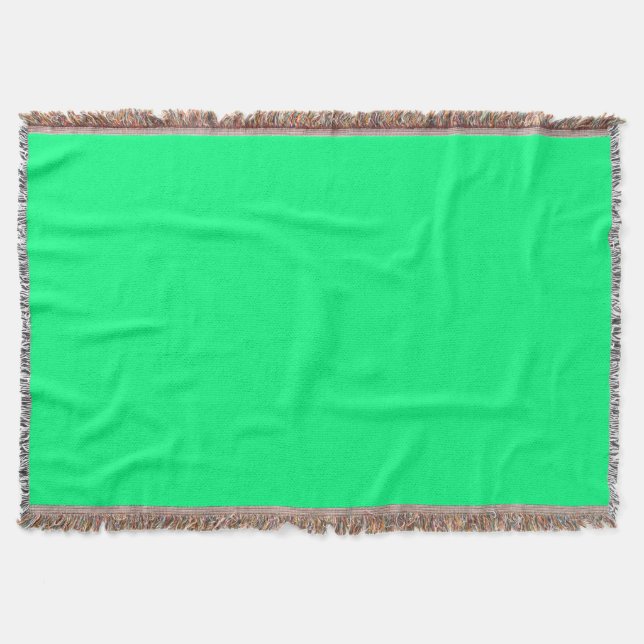 Elegant Minimalistic Solid Neon Spring Green Colou Throw Blanket (Front)