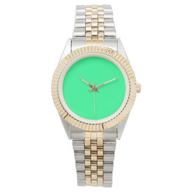 Elegant Minimalistic Solid Neon Spring Green Colou Watch (Front)