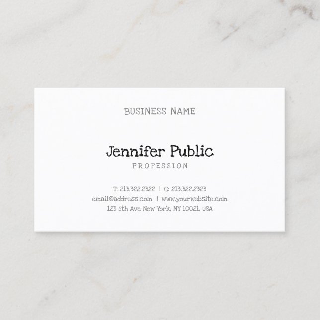 Elegant Minimalistic Template Hand Script Text Business Card (Front)