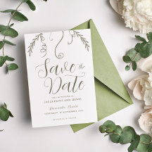 Elegant Minimalistic Tropical Fall Leaves Wedding