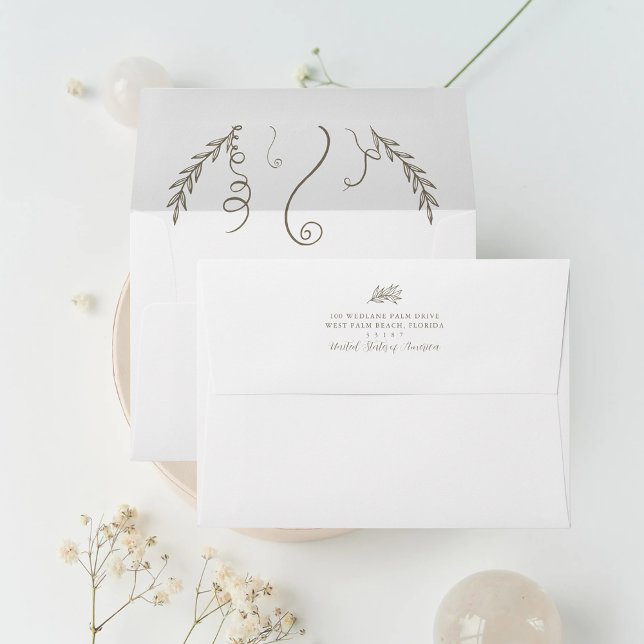 Elegant Minimalistic Tropical Fall Wedding Envelope (Creator Uploaded)