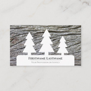 Elegant minimalistic white trees style wood grain business card