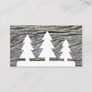 Elegant minimalistic white trees style wood grain business card