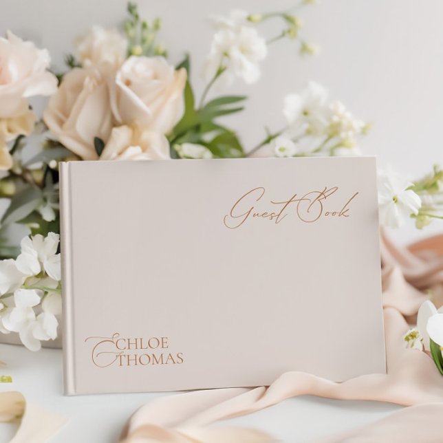 Elegant Minimlaist Pearl Colour Wedding Guest Book (Elegant Minimlaist Pearl Color Wedding Guest Book)