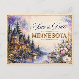 Elegant Minnesota Save the Date Wedding Invitation Postcard