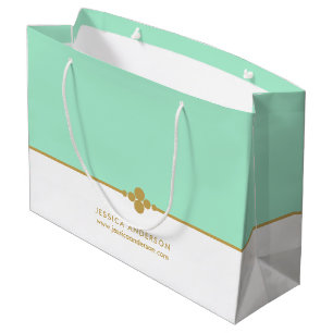 Elegant Mint Gold Custom  Large Gift Bag