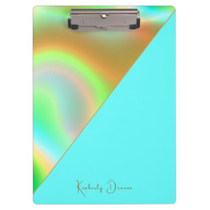 Elegant Mint Gold Holographic Notebook Clipboard