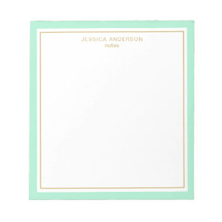 Elegant Mint Gold Personalized Notepad