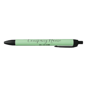 Elegant Mint Green Black Phone Number & Script  Ink Pen