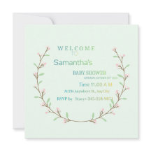 Elegant Mint Green Botanical Baby Shower