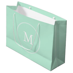 Elegant Mint Green Colour Monogram Modern Template Large Gift Bag
