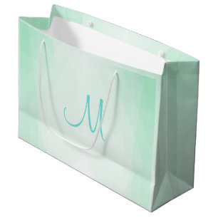 Elegant Mint Green Colour Monogram Modern Template Large Gift Bag