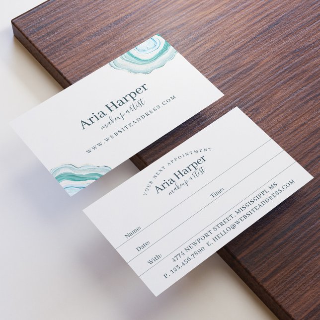 Elegant Mint Green Geode Gold Glitter Agate Appointment Card (Creator Uploaded)