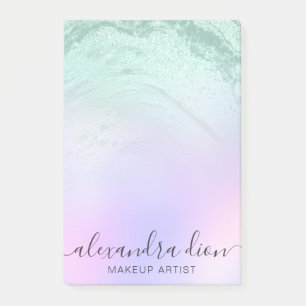Elegant mint green glitter marble makeup artist post-it notes