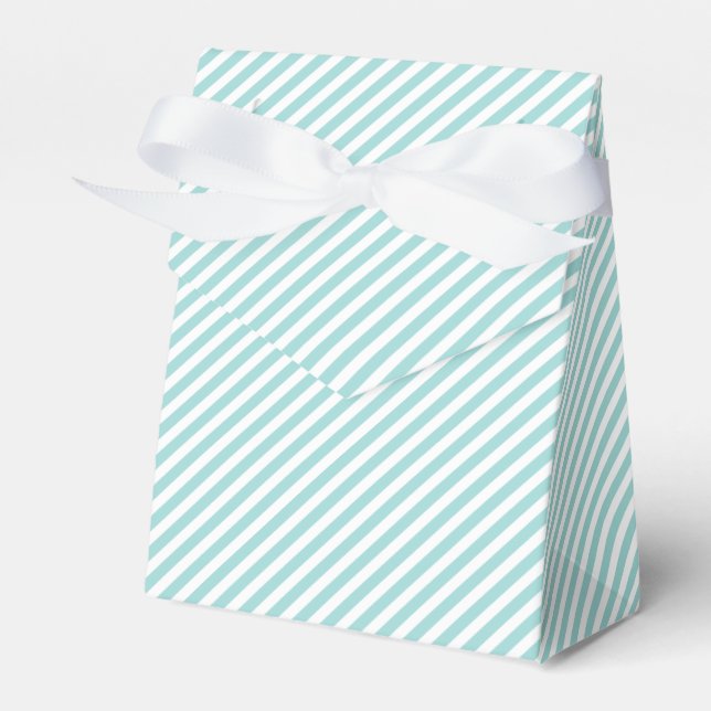 Elegant Mint Green Light Aqua Teal Stripes Pattern Favour Box (Front Side)