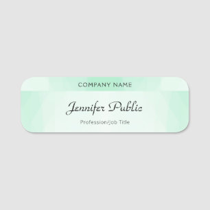 Elegant Mint Green Modern Handwritten Script Name Tag