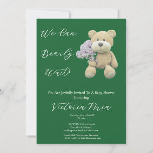 Elegant Mint Green Oh Baby Bear Shower Invitation
