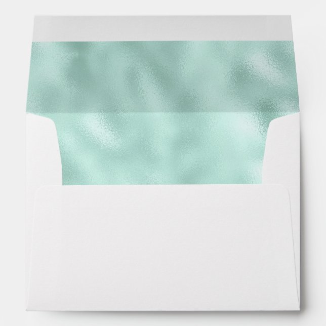 Elegant Mint Green Pastel Metallic Shiny Pretty Envelope (Back (Bottom))