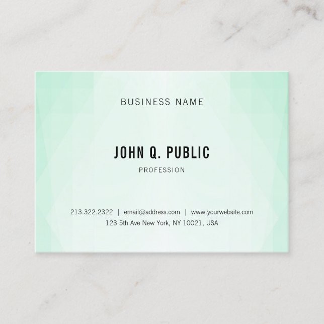 Elegant Mint Green Professional Simple Template Business Card (Front)