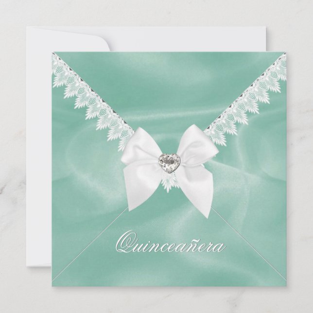 Elegant Mint Green Quinceañera Birthday Party Invitation (Front)