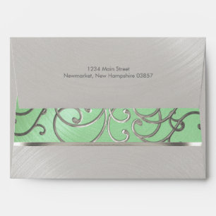 Elegant Mint Green Silver Filigree Envelopes
