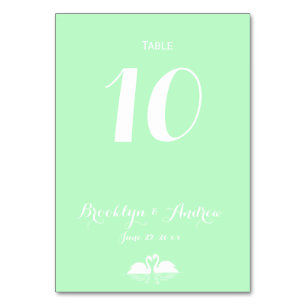 Elegant Mint Green Swan Wedding Table Numbers