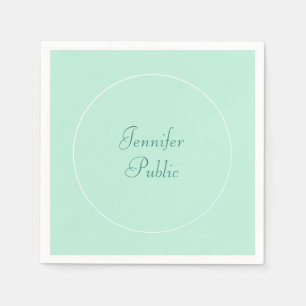 Elegant Mint Green Template Handwritten Script Napkin