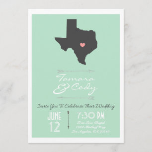 Elegant Mint Green Texas Wedding Invitation