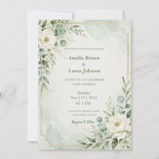 Elegant Mint Green Wedding Invitation