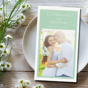 Elegant Mint Green Wedding Personalised Photo Napkin
