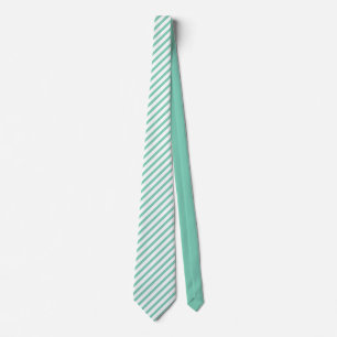 Elegant Mint-Green & White Stripes Pattern Tie