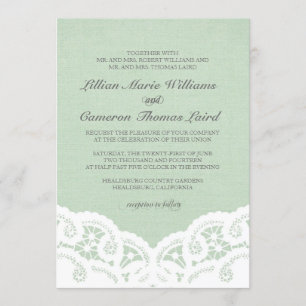 Elegant Mint Lace Wedding Invitation
