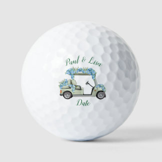 Elegant Mint Lattice and Blue Hydrangea Golf Marke Balls