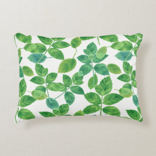 Elegant Mint Leaves Watercolor Botanical Design Decorative Cushion