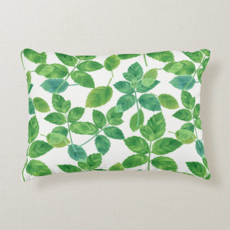 Elegant Mint Leaves Watercolor Botanical Design Decorative Cushion