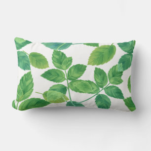 Elegant Mint Leaves Watercolor Botanical Design Lumbar Cushion
