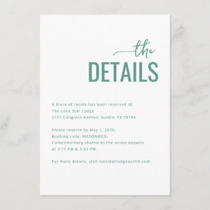 Elegant Mint Minimalist Details Enclosure Card