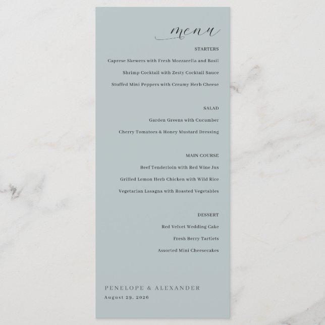 Elegant Mint Minimalist Menu (Front)