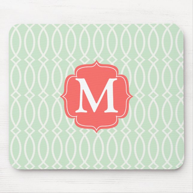 Elegant Mint Modern Trellis Personalised Mouse Pad (Front)