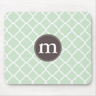 Elegant Mint Moroccan Quatrefoil Personalised Mouse Pad