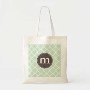 Elegant Mint Moroccan Quatrefoil Personalised Tote Bag