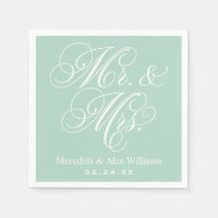 Elegant Mint Mr and Mrs Script Wedding
