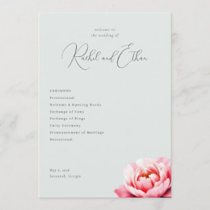 Elegant Mint Peony Wedding Program