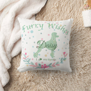Elegant Mint Poodle Personalised Christmas Gift Cushion