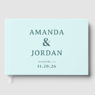 Elegant Mint Typographic Guest Book