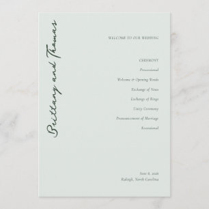Elegant Mint Wedding Ceremony Program
