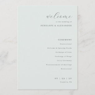 Elegant Mint Wedding Ceremony Program