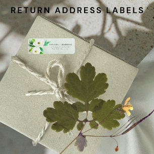 Elegant mint white floral pastel Return address Label