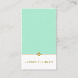Elegant Mint White Gold Business Card